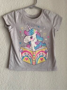 The Children's Place Light Gray Unicorn ABC-123 Graphic Tee